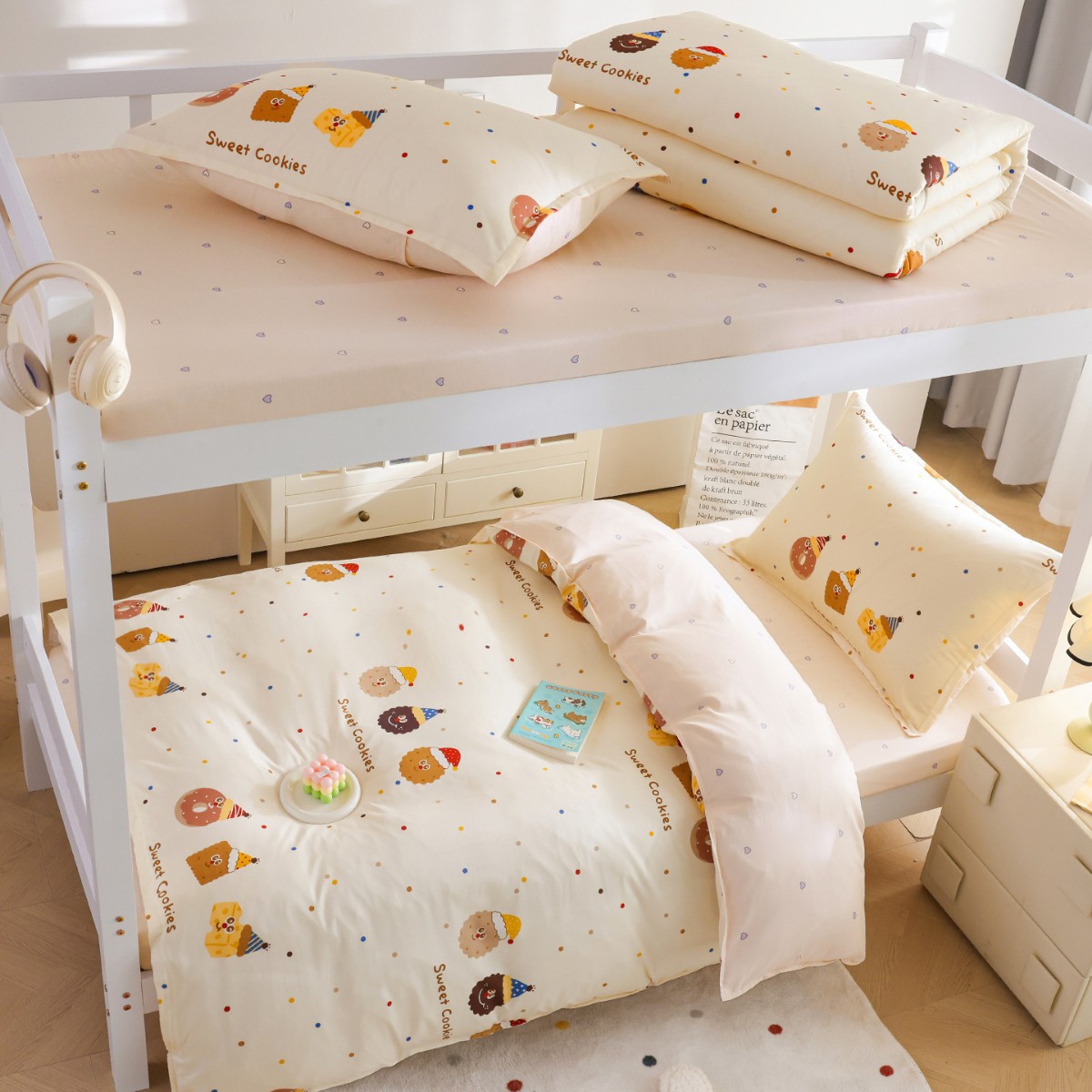 Dormitorio de algodón de tres piezas, cama de alumno único, colchón de cama de algodón, colchón de cama de seis piezas