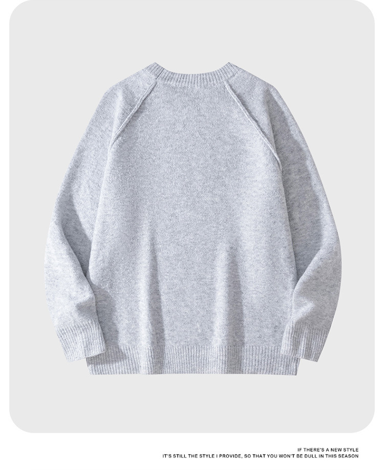 Pull en tricot minimaliste pour homme - Pull ras du cou à manches raglan pour un look décontracté et hivernal. Tendances mode_voghion.com