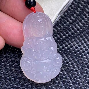 Natural Chalcedony Guanyin Pendant Gold Store Gift E-Commerce Traffic Fashion Trend Moisturizing and Delicate Factory Direct Sales