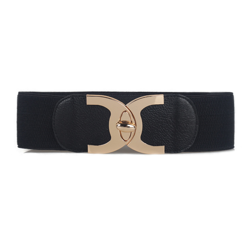 3045 autumn and winter buckle Korean style fashionable all-matching women's decorative wide belt elastic waist seal women's all-matching belt
