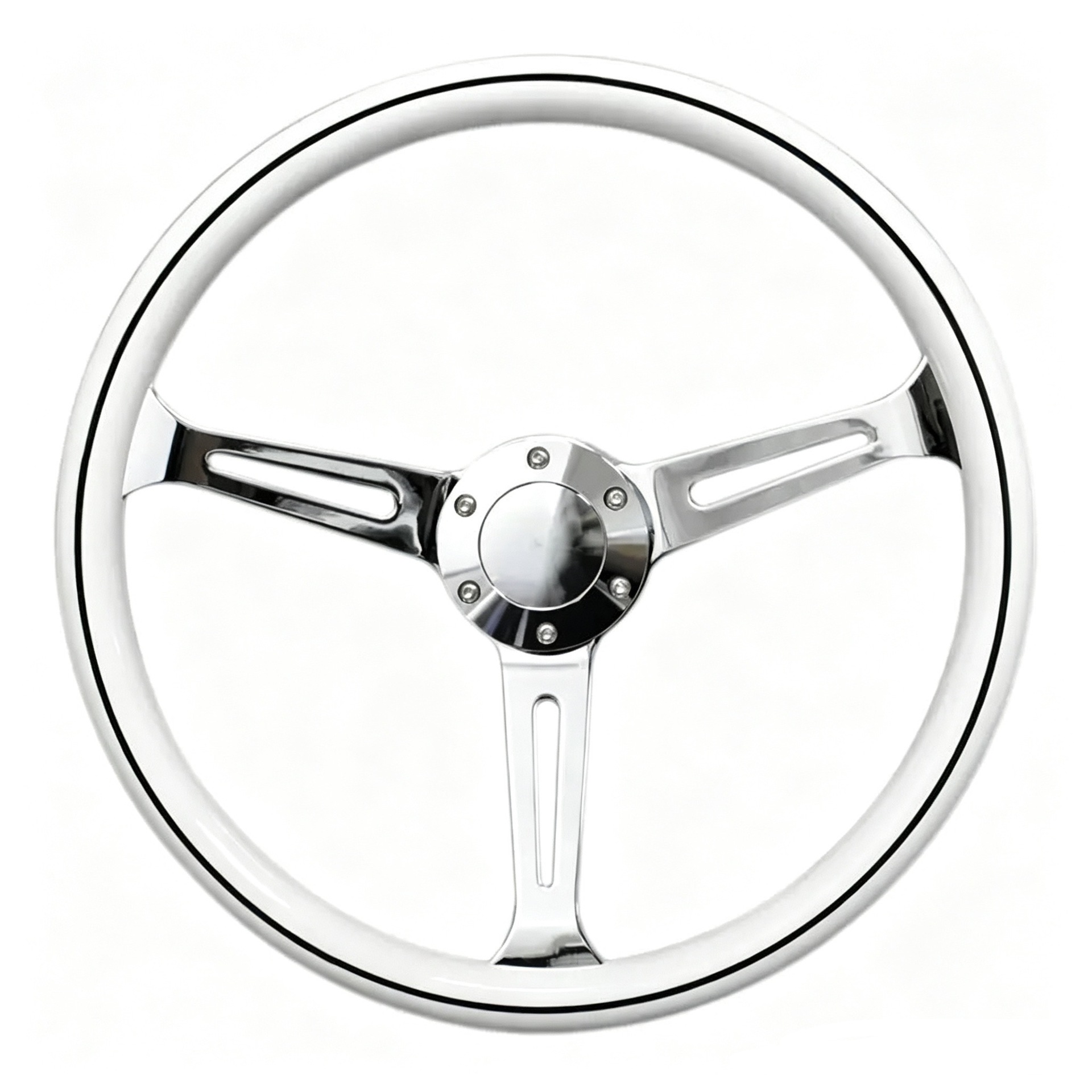 15inch White retro car steering wheel modification universal electroplated bracket ABS material racing steering