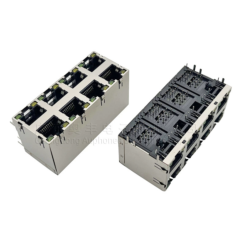 5921 RJ45 гнездо на восемь портов 2x4 сетевой порт 8P8C с подсветкой и пружинным горизонтальным изогнутым штекером, сиденье для Ethernet-порта