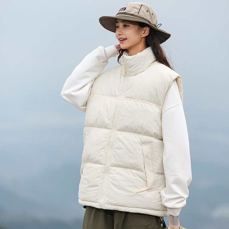 2023 Chaleco de otoño e invierno abrigo de pan de pareja sin mangas ligero cálido abrigo de algodón acolchado para hombres y mujeres chaleco grueso abrigo