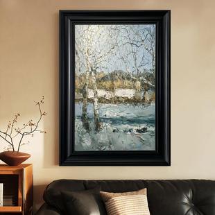Italian Abstract High-End Hand-Painted Oil Painting, Medieval Rural Scenery, Big Tree Decorative Painting, Living Room Hanging Painting, Entrance Texture Painting