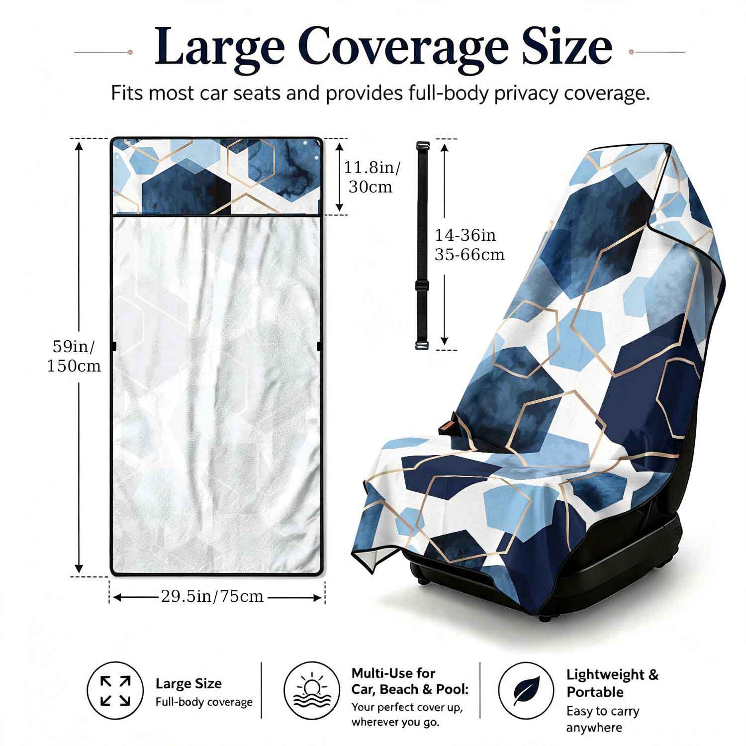 2-piece dual-use car seat cover, ultra-fine fiber, can be used as a beach towel, printed car protective seat cover 6