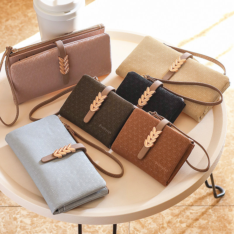 Puriti Korean Style New Model Wheat Ear 80% off Buckle Zipper Large Capacity Women's Wallet Long Handbag Wristlet Bag