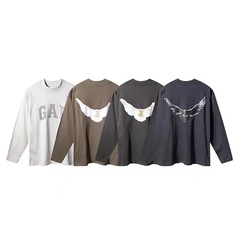 ヒップホップ侃爷kanyeアルファベットプリント高街潮牌痞帅OS版ゆるい長袖tシャツ上着男女