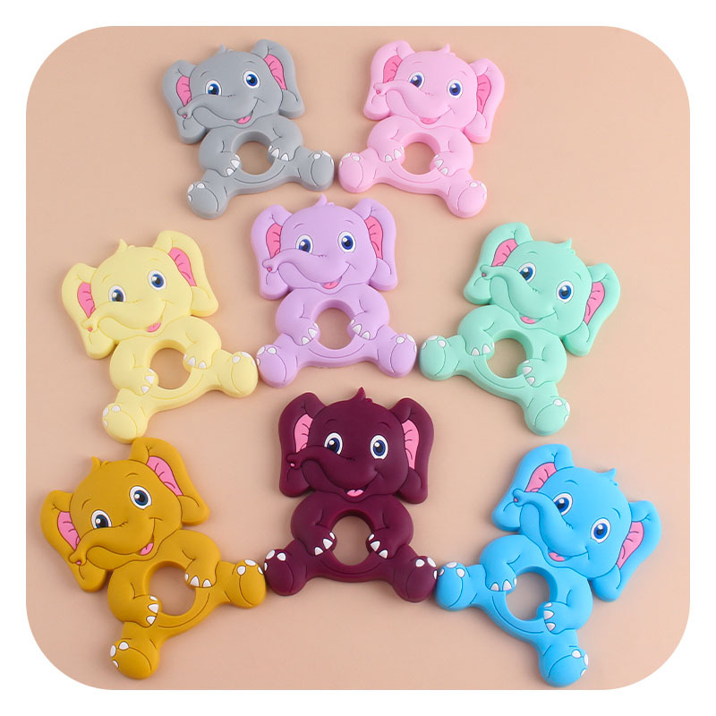 Creativo DIY bebé suministros nueva historieta de silicona elefante juguete teether dientes del bebé moler dientes Shaper