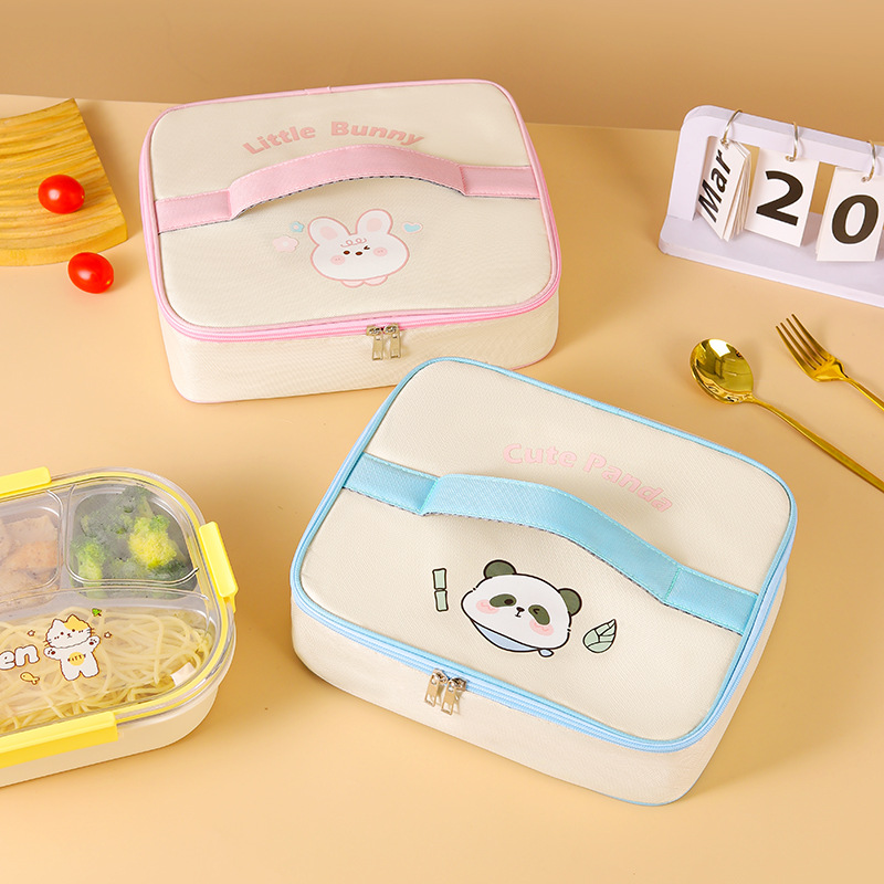 Bolsa de lonchera portátil simple y linda, bolsa bento cuadrada de gran capacidad, bolsa de almuerzo para estudiantes, oficina con bolsa de comida, bolsa de comida