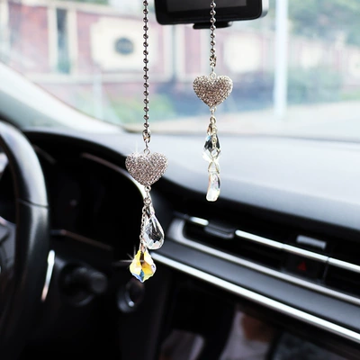 Crystal Pendant, Decorative Rhinestone | Car hanging - pair-of-solid-heart-crystal-pendant