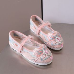 New children's Hanfu shoes spring casual Chinese style embroidered shoes girls' handmade old Beijing cloth shoes travel area performance