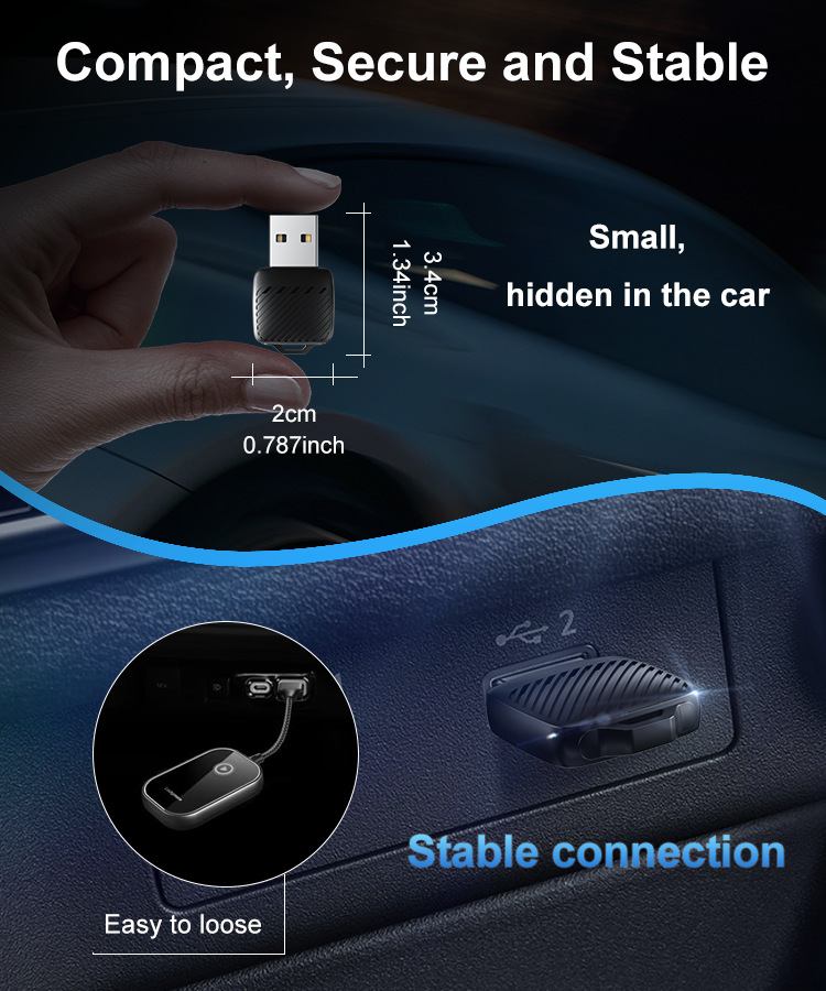 2025 Wireless Carplay Car-Mounted Intelligent Navigation Dual-Port Adapter Box for Screen Mirroring in Vehicles