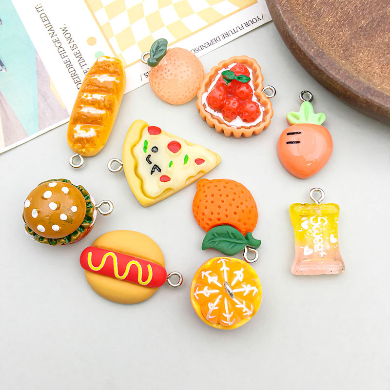 Resin Material 10 Models Per Model 1, 10/Pack Resin Fruit Hamburger Carrot Pendant