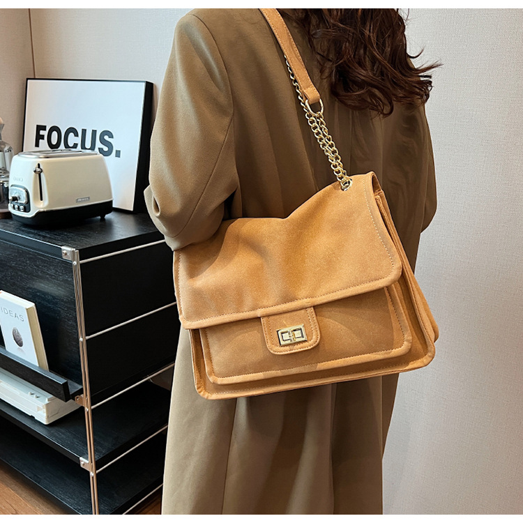 Large Capacity Bag For Women Autumn/Winter 2023 New Fashion Versatile Frosted Chain Crossbody Bag Commuter Tote Bag_voghion.com