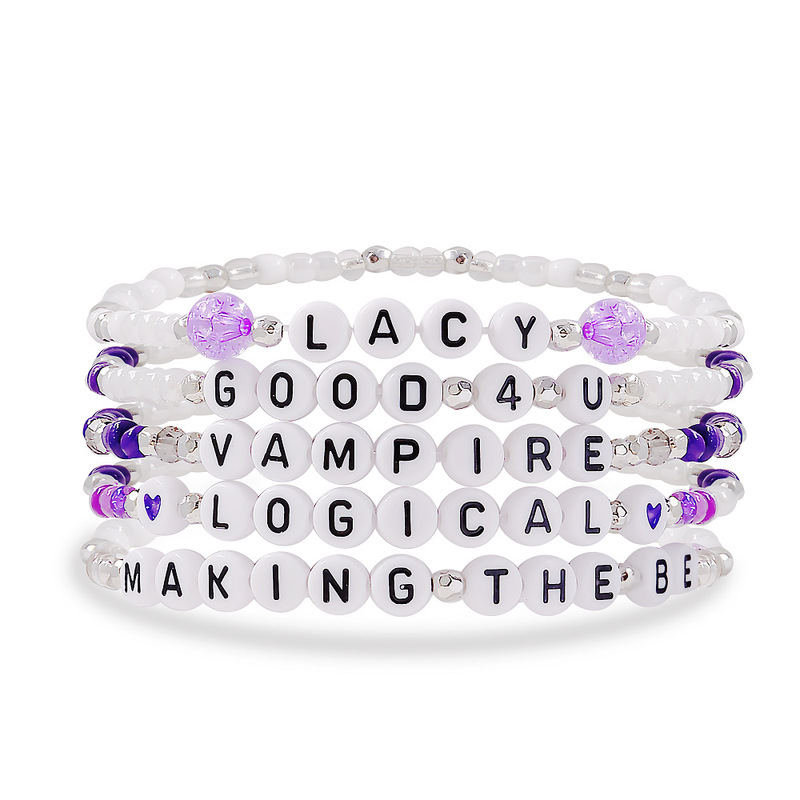 Cross-Border Hot Selling Bohemian Style Letter Bracelet Rice Beads Lacy Taylor Friendship Beaded Five-Piece Bracelet Set