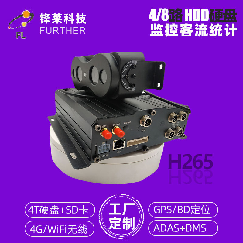 锋莱1080P公交客流监控一体机 HDD车载监控主机ADAS+DMS