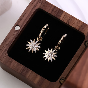 Cross-border senior Joker designer K gold snowflake earrings DEF/VVS Mosan diamond temperament earrings manufacturers wholesale