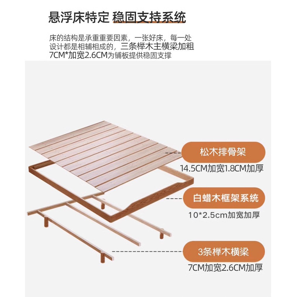 Danfoss estilo japonés madera maciza nube de viento cama suave crema de viento doble dormitorio principal cama de cuero silenciosa