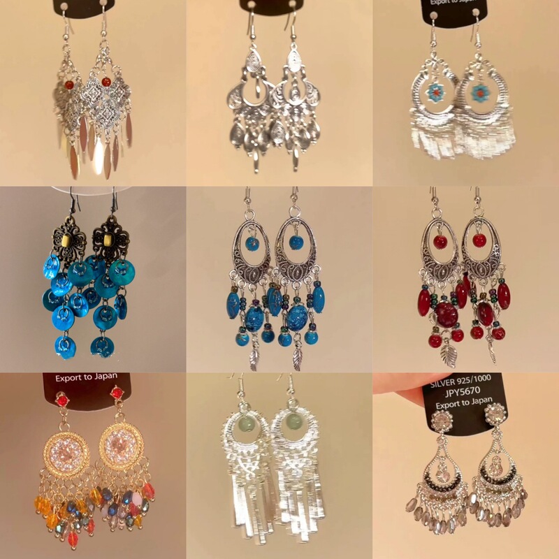 Bohemian Ethnic Style Tassel Earrings for Women, High-End Niche Holiday Style Earrings, Retro Fashion and Versatile Earrings