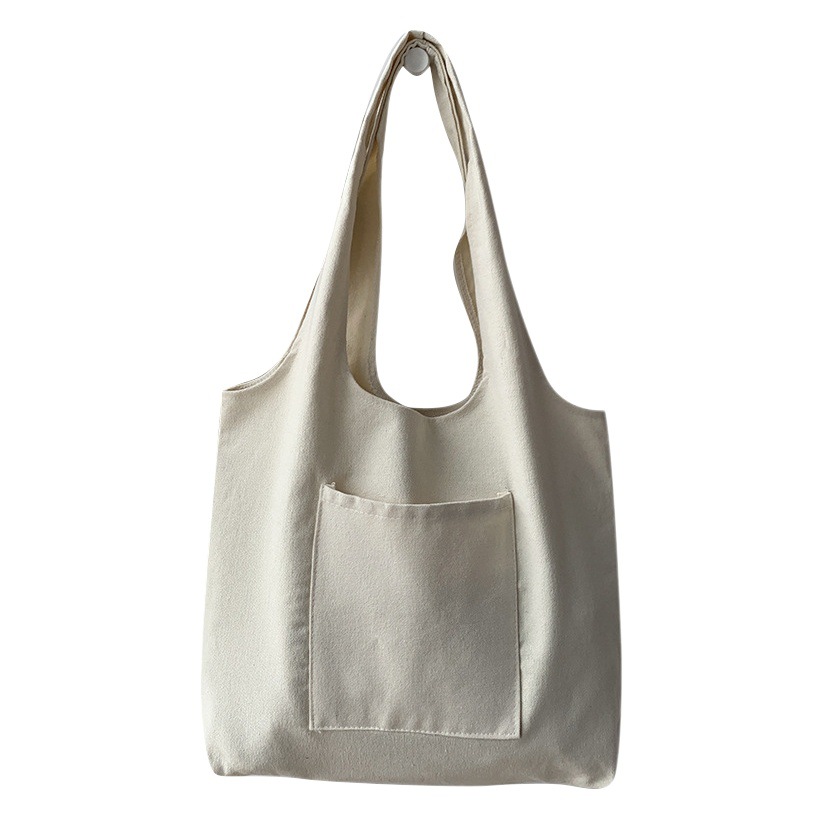 Bolso de lona pintado a mano en blanco de color puro bolso de hombro femenino japonés simple viaje artístico bolsa de libro de clase de estudiante de gran capacidad