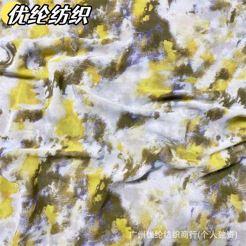 爆款新花透底雪纺珠印花面料女装连衣裙吊带裙短裙衬衫童装服装布