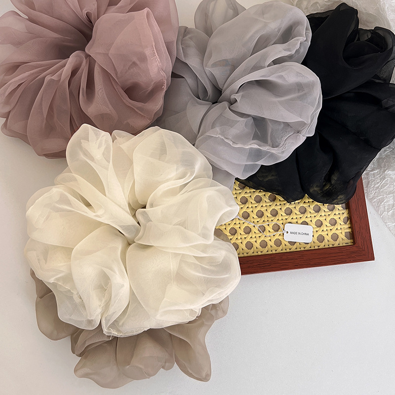 法式超大号大肠圈温柔气质慵懒绑头发头绳高级感网纱韩国头饰女