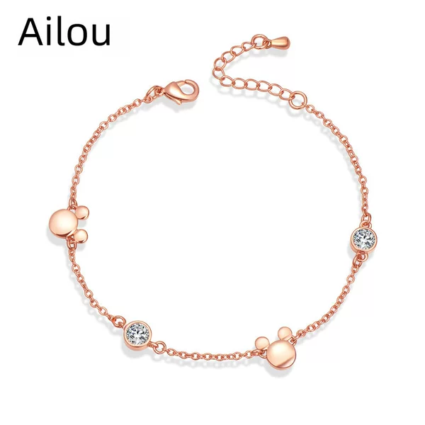 Niche ins Style Bracelet Distinctive Mickey Bracelet Light Luxury High-end Sense Crystal Mickey Mouse Bracelet Cold Style Jewelry