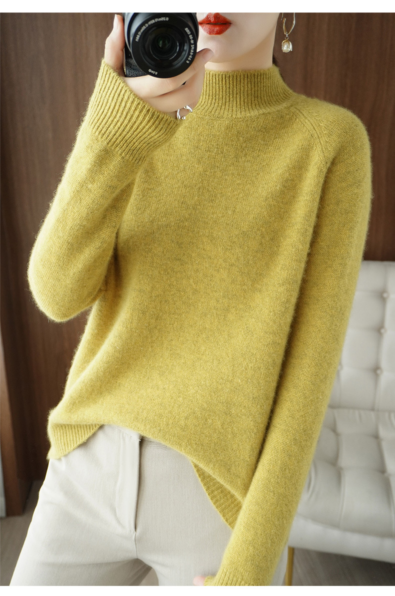 Wholesale of 2022 new semi-high neck pullover long-sleeved knitted sweater for women, a slimming Korean-style base layer pic 43