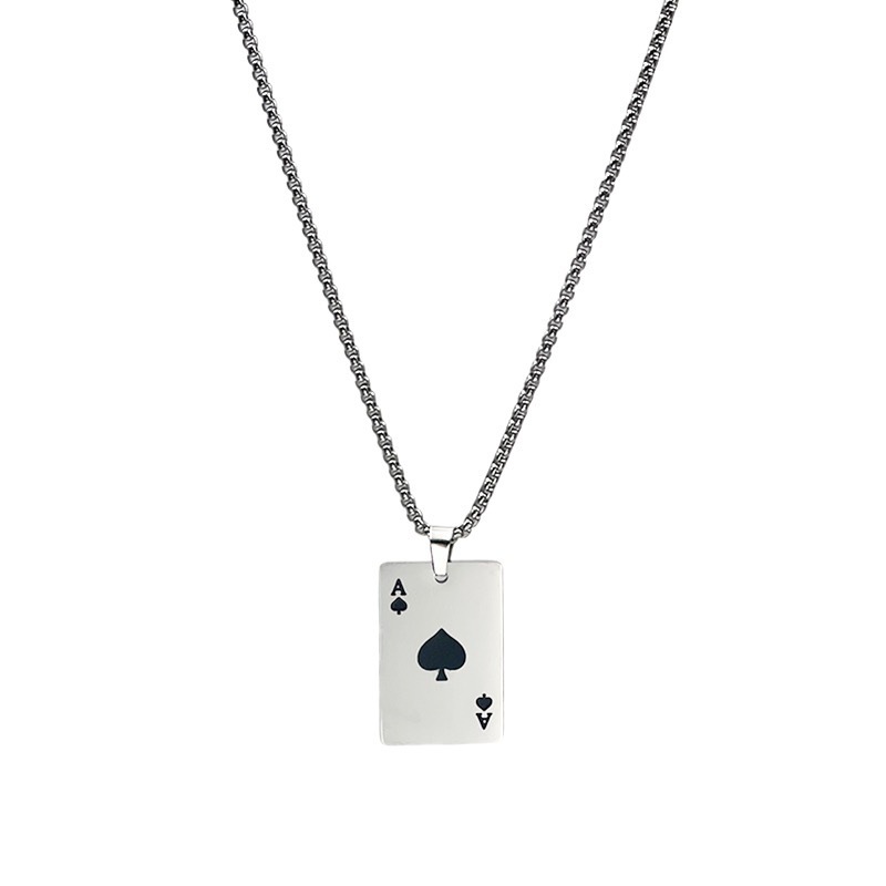 Playing Card Pendant Necklace For Men And Women Stainless Steel_voghion.com