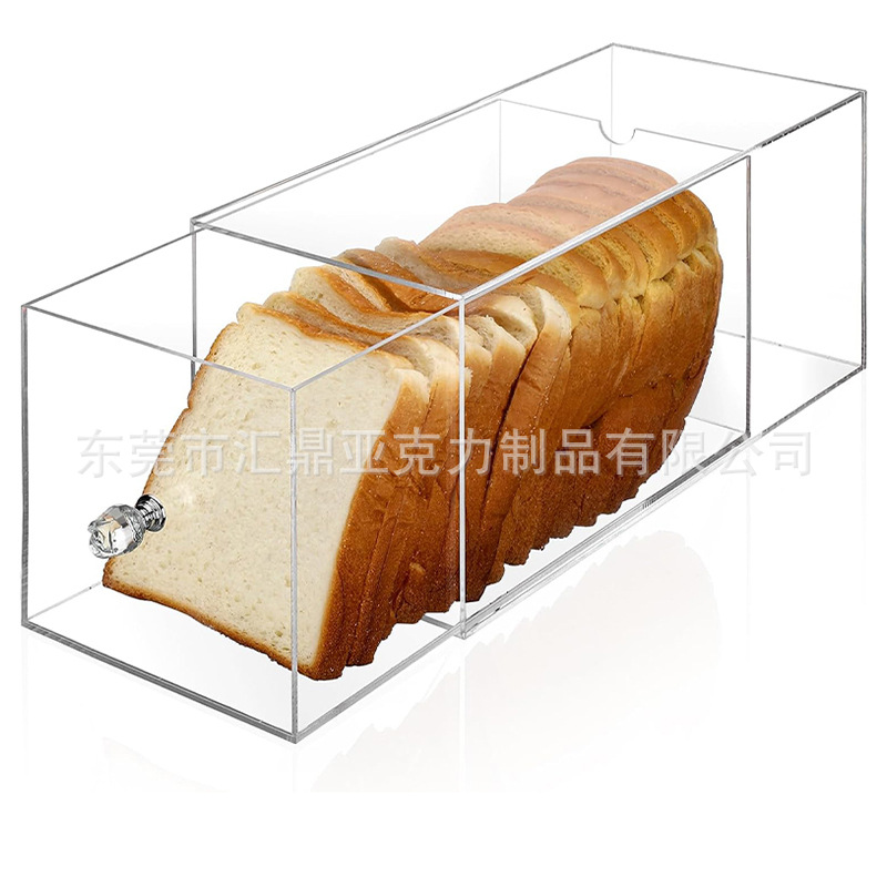 透明亚克力面包盒带托盘厨房松饼卷蛋糕收纳盒饼干三明治展示盒子