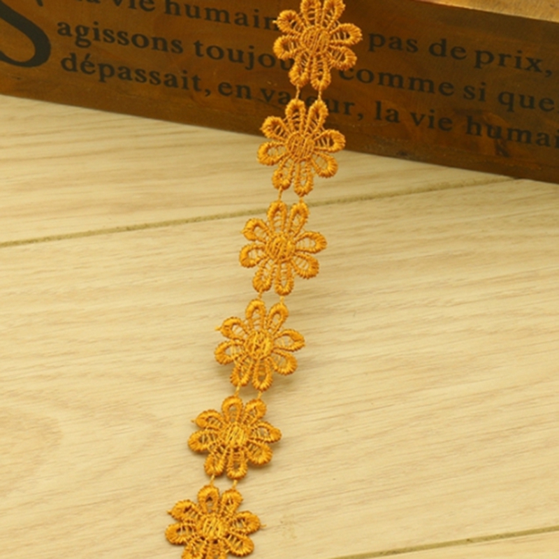 pétalos de color accesorios de encaje solubles en agua gorra de borde de encaje ancho decoración manual con tela de flores huecas multicolores
