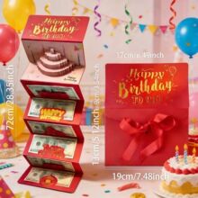 新款跨境创意DIY折叠立体生日卡美元6卡 生日立体贺卡烫金红包