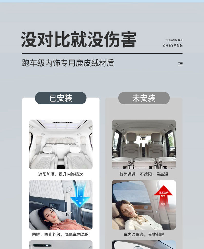 Specialized frame-type suede car sunshade for Zeekr 009, offering sun protection, heat insulation, UV protection, and privacy