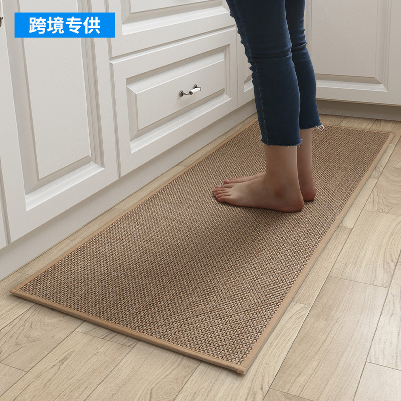 Cross-Border Kitchen Floor Mats, Non-Slip Rubber Linen Oil-Proof Floor Mats, No-Wash Long Mats, Stain-Resistant Door Mats, Water-Absorbent Living Room