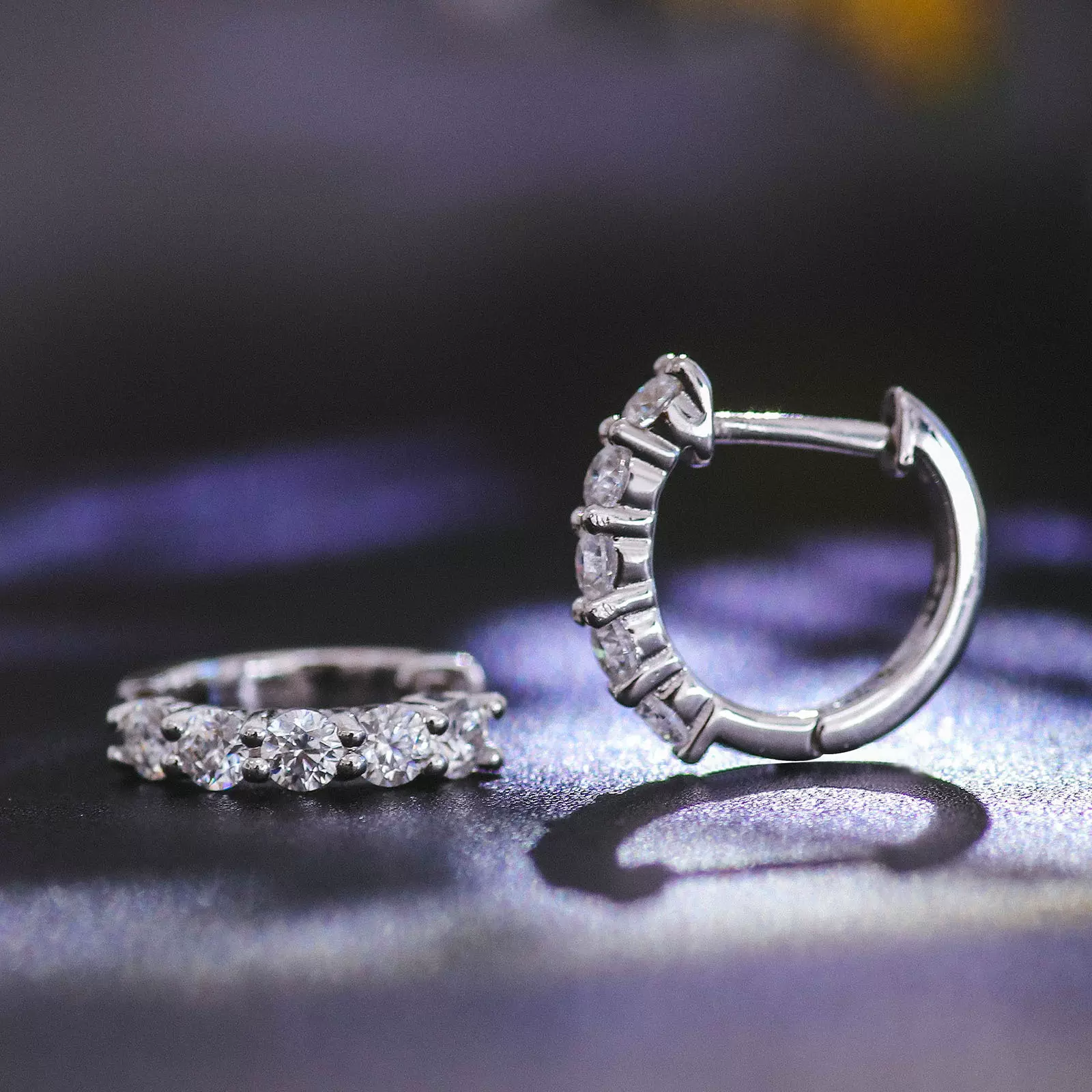 S925银莫桑石耳钉耳环圆形单只2.5MM*5颗莫桑现货工厂直销批发