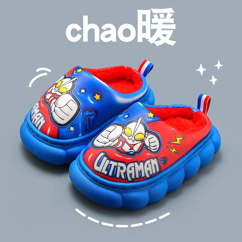 Зимой Альтман Детские хлопчатобумажные тапочки для мальчиков Плюс бархат теплые детские детские нескользящие домашние туфли новые