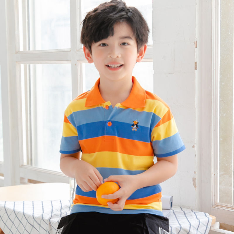 男童正品短袖T恤衫夏装纯棉1-15岁中大童翻领Polo kids儿童装