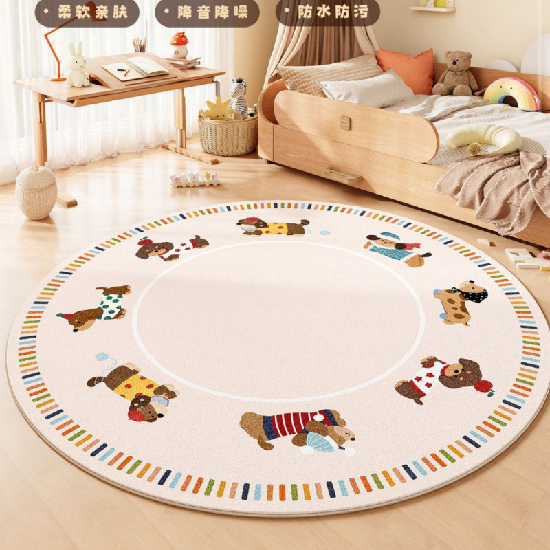 Children's Room Bedroom Bedside Rug Cartoon Imitation Cashmere Living Room Sofa Rug Round Carpet Study Room Computer Swivel Chair Foot Mat