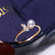 DIY配件 S925纯银小巧简约珍珠戒指空托 手工戒托半成品开口5-10