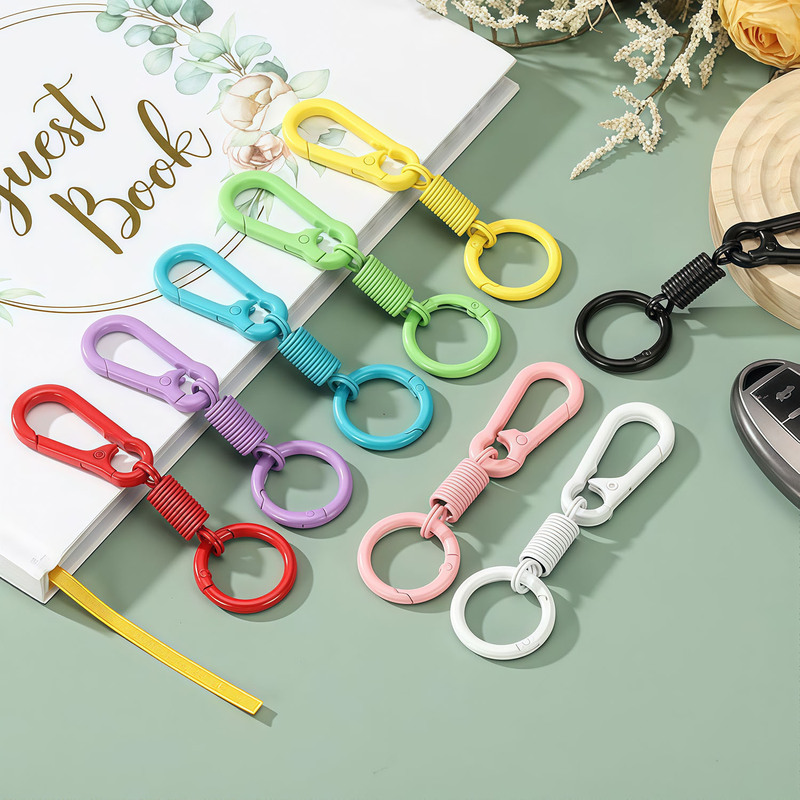 Candy-Colored Ring Spring Keychain Car Climbing Spring Buckle Key Ring DIY Jewelry Accessories Bag Hanging Buckle Candy-Colored Ring Spring Keychain Car Climbing Spring Buckle Key Ring DIY Jewelry Accessories Bag Hanging Buckle