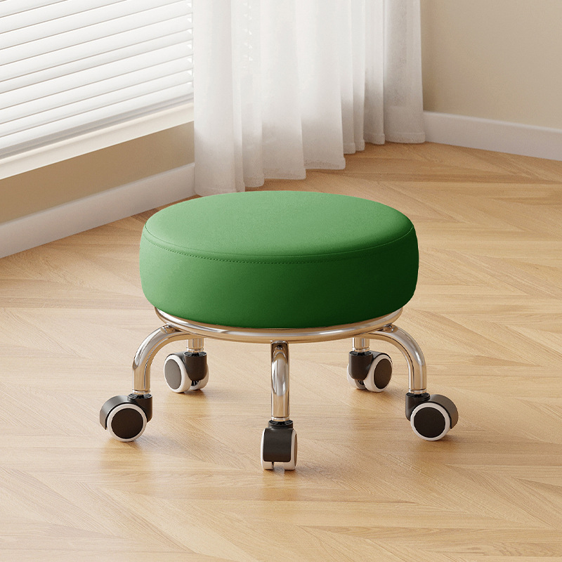 Polia doméstica taburete bajo rueda universal pequeño taburete silencioso rotativo taburete redondo móvil con artefacto moderno y simple