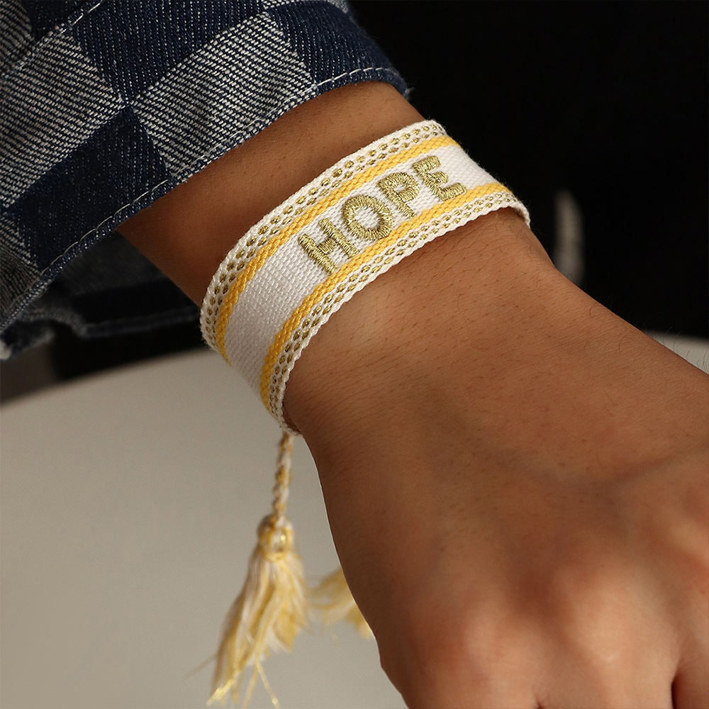 Ethnic Trend Hand-woven Retro Embroidery Love Letter Tassel Hand Rope Bracelet display picture 8
