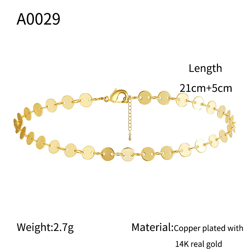 Women's Copper Plated Round Chain Anklet 14k Gold Finish Jewelry_voghion.com