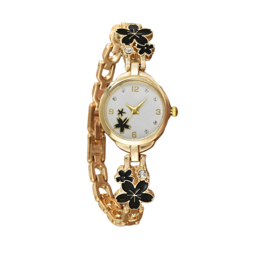 Los nuevos ins exquisitos y versátiles, temperamento compacto, lujo ligero, tendencia de la moda, esfera de cinco flores pequeñas, pulsera, reloj femenino