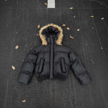 座山雕大毛领连帽高级感棉衣男款加厚棉服高端保暖pu皮棉袄面包服