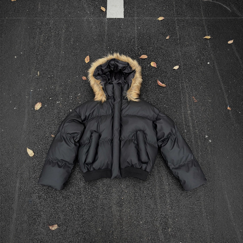 Men's High-End Thick Cotton Coat with Large Fur Collar and Hood, Premium Warm Pu Leather Cotton Jacket Men's High-End Thick Cotton Coat with Large Fur Collar and Hood, Premium Warm Pu Leather Cotton Jacket