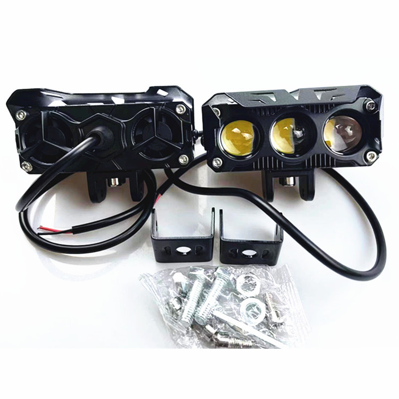 Cross-border car light led spotlight motorcycle two-color strong light headlight electric car ATV modified spotlight 80V
