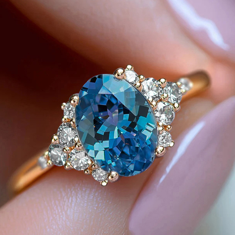 Ocean Style Imitation Sapphire Transparent Ring For Women_voghion.com