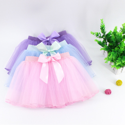 Children's dance practice clothes half-length gauze skirt elastic toddler white ballet tutu girl's mesh princess skirt