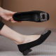 Sheepskin Square Head Thick Heel Shoes Women's 2025 Spring and Autumn New All-match Shallow Mouth Rhinestone Not Tired Foot Work High Heel Women's Shoes